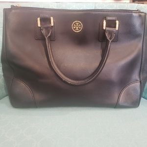 Tory Burch Robinson Saffiano Leather Satchel Black